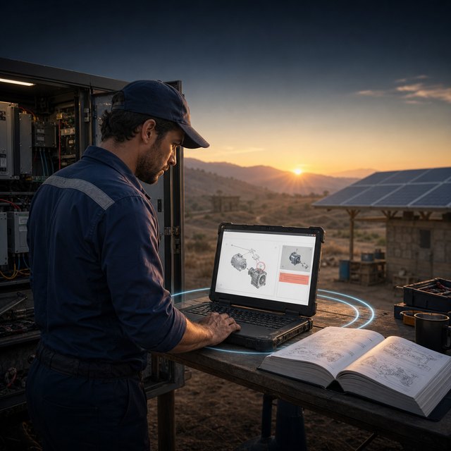 Field technician learning off-grid