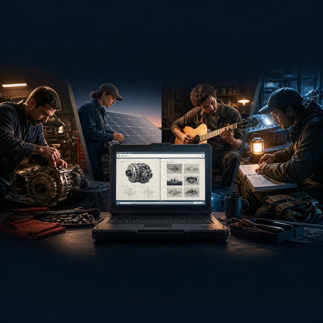 Four learners taught by one offline laptop